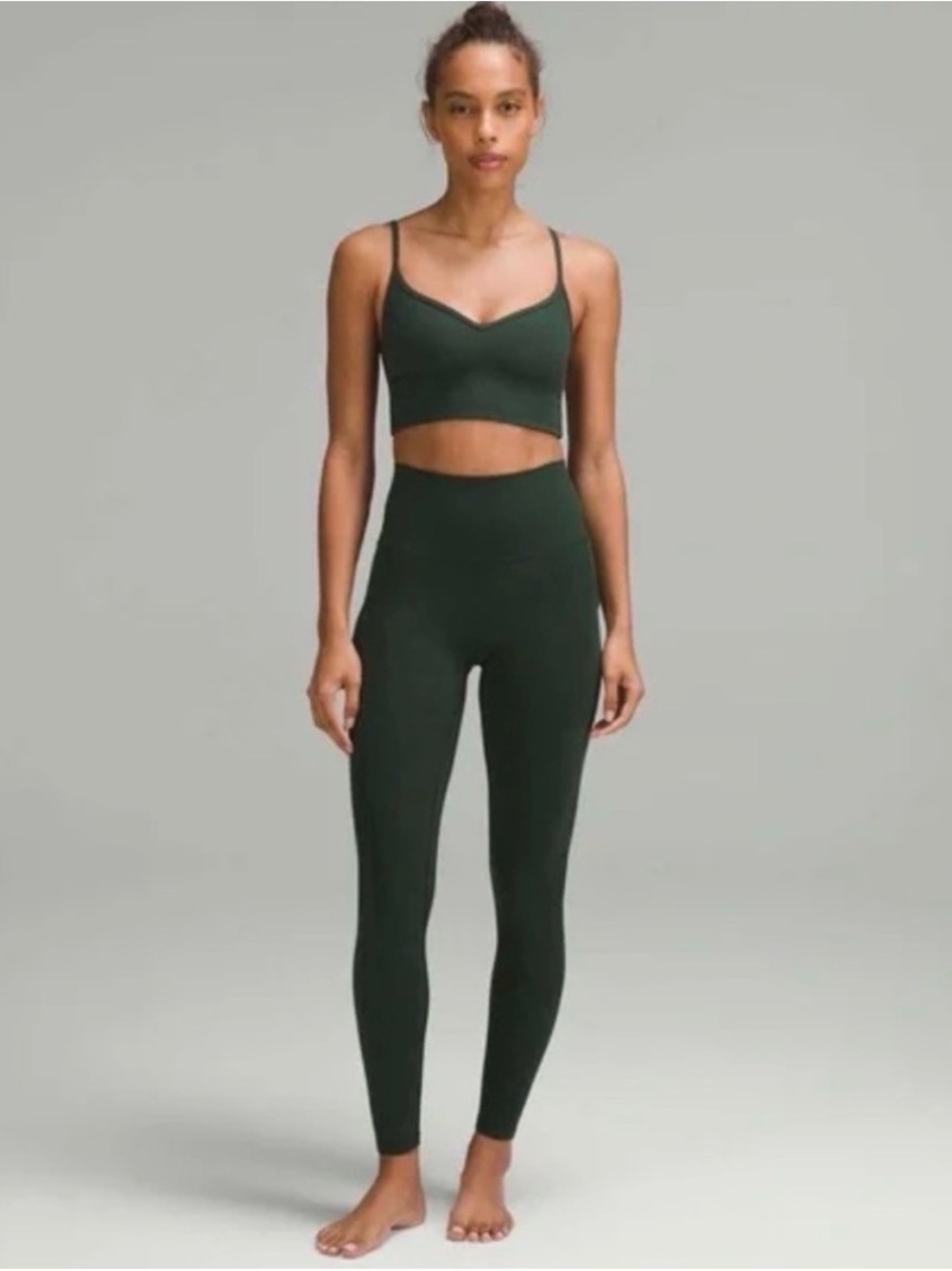 Lululemon sweetheart align Dark Green V-Neck Bralette and Leggings-Forest green